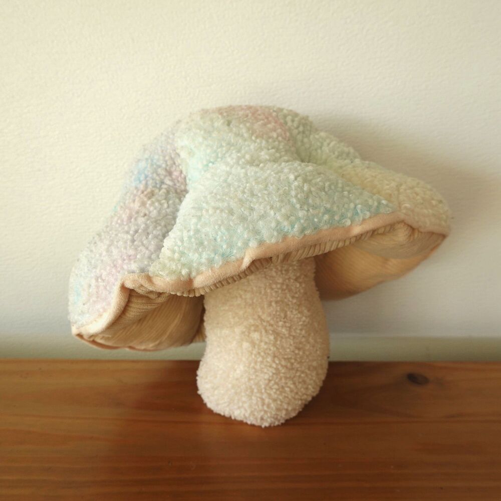 Mushroom Shaped Sherpa/Corduroy Tie Dye Mini Throw Pillow